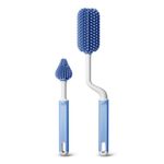 Mee Mee 360° Movable Silicone Bristle Baby Feeding Bottle Cleaning Brush with Nipple Cleaner | Ergonomic Handle | Deep Cleaning for Narrow & Wide Neck Bottles | BPA Free | Blue