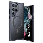 ANNGELAS for Samsung Galaxy S22 Ultra Mag-safe Case,Slim Shockproof Protective Cover with Magnetic,Frosted Hard Back Soft Silicone TPU Bumper Phone Case Compatible Galaxy S22 Ultra 6.8inch,Matte Black