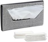 Silver Bling Sun Visor Tissue Holder for Car, 12 Bags of Refill Tissues, 24 Sheets Each