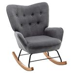 HollyHOME Rocking Chair Armchair Velvet, Relax Chair Reading Chair Bedroom Chair Living Room Chair Accent Chair Lounge Chair, Dark Grey