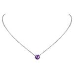 February Birthstone Necklace Girlfriend Gift Sterling Silver CZ Purple Crystal Necklace