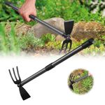 Garden Hoe and Cultivator, 31” Long Heavy Duty Hand Hoe with Tiller,2 Section Handle, Carbon Steel Blade, Cultivator Hoe Garden Tools for Weeding,Loosening Soil, Digging