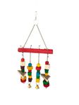 KSK Wooden Parrot Cubes Blocks Chewing Toys Parrot Knots Block Chew Toy Bells Bird Wood Hanging Toys Medium Large Birds Conures Cockatiels African Grey Cage Accessories -Larg