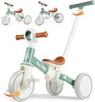 LOL-FUN Toddler Balance Bike for 1 2 Year Old, 5 in 1 Baby Bicycle for Boys Girls Present, 3 Wheel Kids Tricycle with Parent Steering Push Handle