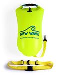 New Wave Swim Buoy for Open Water Swimmers and Triathletes - Bouee Natation eau Libre - Light and Visible Float for Safe Training and Racing (Neon Green PVC Medium-15L)