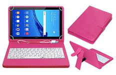 Acm USB Keyboard Case Compatible with Huawei Mediapad T5 Tablet Cover Stand Study Gaming Direct Plug & Play - Pink