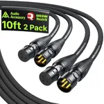 XLR Cables 10ft 2 Pack, Neutrik REA