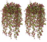 Artificial Hanging Vine, Sweet Potato Leaves Plastic Plants Greenery Faux Ivy Garland Fake Plant UV Resistant for Indoor Outdoor Garden Door Wall Baskets Wedding Party Table Decoration Red 4 Pcs