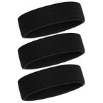 ONUPGO Sweatband Headband for Men & Women - 3PCS Sports Headbands Moisture Wicking Athletic Cotton Terry Cloth Sweatband Sweat Absorbing Head Band 3 Black