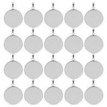 SUPVOX 20pcs DIY Pendant Trays Kit Stainless Steel Blank Bezel Pendant Trays Pendant for DIY Craft Jewelry Making Tool Silver (25mm)