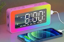 Super Loud Alarm Clock for Heavy Sleepers Adults, Teenagers, Teens, Kids, Digital Alarm Clock with 8 RGB Night Lights, 0%-100% Dimmable, Sleep Aid, Dual Alarms, Snooze, USB Charger, Ideal for Gift