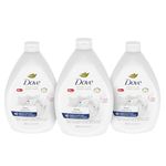 Dove Deep Moisture Hand Wash for clean & softer hands Bottle Refill liquid soap that effectively cleans hands 1 L (Pack of 3)