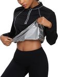 LAZAWG Sauna Suit for Women Weight Loss Sweat Suit for Gym Workout Exercise Hot Burn Fat Training Sweatshirt Top, Black-5190, XX-Large