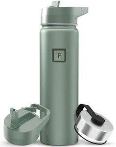 IRON °FLASK Camping & Hiking Hydration Flask with Straw, Wide Mouth Insulated Stainless Steel Sports Water Bottle - 22 oz Sage