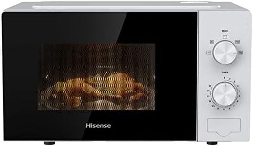 Hisense 700 Watts 20 Litre Solo Microwave Oven H20MOWP1UK White, Automatic Defrost, 5 power levels, Easy Clean, 32.6D x 45.5W x 26.1H centimetres Freestanding