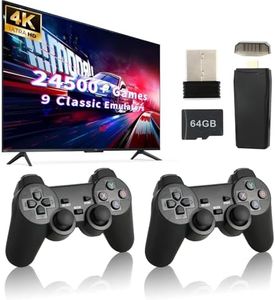 Retro Game Console, Wireless Retro Game Console, 24500+ Games Built-in, 4K HDMI Output, 9 Emulators, Dual 2.4GHz Wireless Game, Plug and Play Video TV Games, Deep Black(64G)