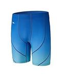 SURFEASY Men's Swim Jammers Compression Quick Dry Athletic Swim Swimming Trunks Shorts Brief Swimsuit (Blue/Gradient,XL)