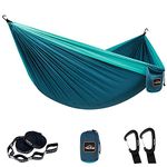 AnorTrek Camping Hammock, Lightweight Portable Single & Double Hammock with Tree Straps [10 FT/18+1 Loops], Parachute Hammock for Camping, Hiking, Garden, Yard (Dark Blue&Blue, Double 78''W x 118''L)