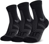 Hylaea Coolmax Athletic Running Socks Cushion Moisture Wicking 3 Pairs, No Blister Ankle Sports Socks Black X-Large