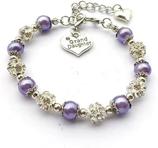 DOLON Purple Faux Pearl Beads Granddaughter Bracelet for Bithday Graduation