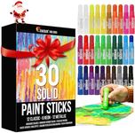 Tempera Paint Sticks (30 Large Paint Sticks) - Paint sticks for Kids Washable - Safe Arts and Craft Paint Sticks for Toddler or Child Use - For Wood Paint, Glass Paint, Rock Paint, or Poster Paint