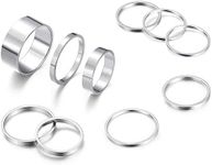 HAIAISO 10 Pcs Knuckle Rings Set Stainless Steel Ring Simple Smooth Finger Silver Stackable Rings Set for Women Plain Band Rings…