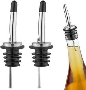 Zulay 2 Pack Stainless Steel Liquor Pourers with Rubber Dust Caps - Tapered Spout Liquor Bottle Pourers for Alcohol - Pour Spout For Liquor Bottles, Olive Oil Dispensers, Syrup, Vinegar, Juice