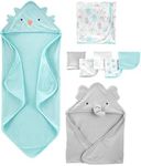 Simple Joys by Carter's Baby 8-Piece Towel and Washcloth Set Winter Accessory, Aqua Blue/Grey, One Size