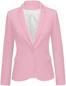 LookbookStore Blazer Jacket Casual Fall Fashion Pink Blazer Womens Suit Jackets and Blazers for Work Fitted Blazers for Women Suit Jackets for Women Candy Pink Size Large Fits Size 12 Size 14