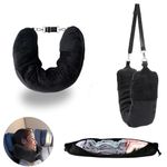 WIRSHO Travel Pillow Stuffable with Clothes, black Stuffable Travel Pillow for Travel, soft Plush Stuffable Travel Pillow for 3-Day Travel Essentials, U Shaped Neck Pillow for Car, Plane, No Filler