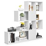 Tangkula 8 Cubes Bookshelf, Modern Ladder Corner Bookcase, 8-Cube Open Stepped Storage Bookcase, 5-Tier Display Shelf for Home Office, 47 x 8 x 43 Inch, Living Room Divider Bookcase