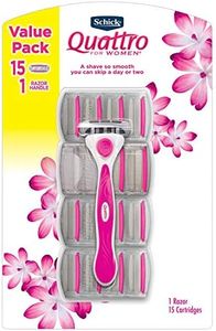 Schick Quattro for Women Razor, Enriched with Aloe and Vitamin E, 15 Cartridges