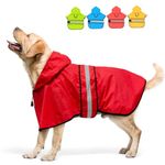 Candofly Dog Raincoat Hooded Poncho - Adjustable Waterproof Dog Rain Jacket Lightweight Reflective Dog Rain Coat Pet Slicker - Sold by Clan_X (X-Large, Bright Red)