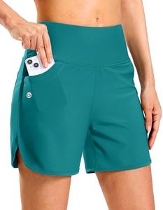 G Gradual Women's 5" Swim Board Shorts with 3 Pockets(Aqua Blue,L5,XS)