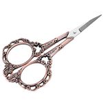 Hilitand 1 Pcs Embroidery Scissors, Sewing Vintage Scissors, Vintage Flower Pattern Stainless Steel Tailor Scissors (Red Bronze)