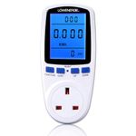 LOWENERGIE Energy Monitor Plug-In – Electricity Usage & Cost Meter, Backlit LCD Display, Watt Voltage Amp Measure for Home & Office, 240V 13A (1 PACK)
