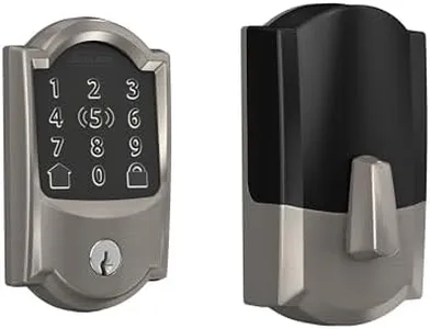 Schlage BE499WB CAM 619 Encode Plus WiFi Deadbolt Smart Lock, Keyless Entry Touchscreen Door Lock with Camelot Trim, Satin Nickel