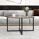 HOMERECOMMEND Round Coffee Table for Living Room Tea Desk with Black Metal Legs Coffee Table Balcony End Table Study Desk Black+Grey