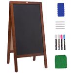 VEVOR A Frame Chalkboard Sign, 20"x40" Double-Sided Sidewalk Signs, Freestanding Vintage Wooden Chalk Board with Chalks & Magnetic Eraser, Rustic Brown Outdoor Sandwich Board for Kitchen Home Wedding