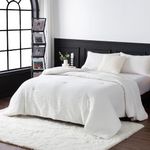 COTTEBED Reversible Chenille King Size Comforter Sets, Luxury Textured Stripe Bedding Down Comforter Home Collection, Lightweight All Season,1 Comforter 2 Pillowsham(White,King/Cal King)