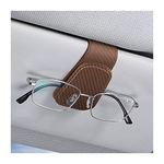 AICEL Sunglasses Holders for Car Sun Visor, Leather Eyeglasses Hanger Mounter, Magnetic Glasses Holder and Ticket Card Clip, Auto Interior Accessories Universal for SUV Pickup Truck (Brown)