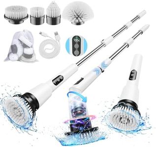 Kimeetol Electric Spin Scrubber, IPX7 Waterproof Cordless Cleaning Brush with 4 Replaceable Brush Heads, Adjustable Extension Handle and 3 Adjustable Speeds for Bathroom, Tub, Tile, Floor