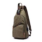 FANDARE New Sling Bag Men Chest Pack with USB Crossbody Bag One Strap Backpack Messenger Bag for Travel Cycling Camping Hiking Waterproof Canvas Green