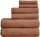 Great Bay Home 100% Cotton Bath Towels, Luxury 6 Piece Set - 2 Bath Towels, 2 Hand Towels and 2 Washcloths. Quick-Dry, Absorbent Textured Popcorn Weave Towels. Acacia Collection (6 Piece Set, Clay)