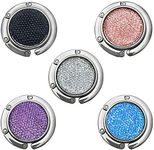FOME Handbag Hanger, Set of 5 Foldable Purse Hook Purse Table Hook Holder Round Bling Bag Hanger Hook 1.77x3.54in Mixed Color