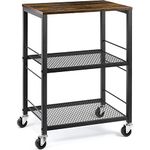 LIANTRAL 3 Tiers Rolling Cart, Brown Kitchen Carts on Wheels, Multifunctional Utility Storage Cart, Microwave Stand Bar Cart for Home Office