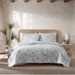 Tommy Bahama Reversible Cotton Bedding with Matching Sham(s), Tropical All Season Home Decor, Palmday Grey, King