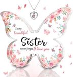 Echehi Sister Gifts Set, Meaningful Butterfly-shaped Plaque & Necklace for Sister Birthday Gift, Graduation Gift, Wedding Gift, Adult Ceremony Gifts, Thanksgiving Gifts