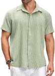 COOFANDY Men's Cuban Linen Shirt Guayabera Beach Cotton Casual Summer Shirt