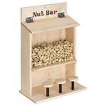 Navaris Nut Bar Squirrel Feeder - Funny Squirrel Feeder for Outside - Peanut Food Box Tree House for Squirrels - Real Wood Design with Cute Bar Stools